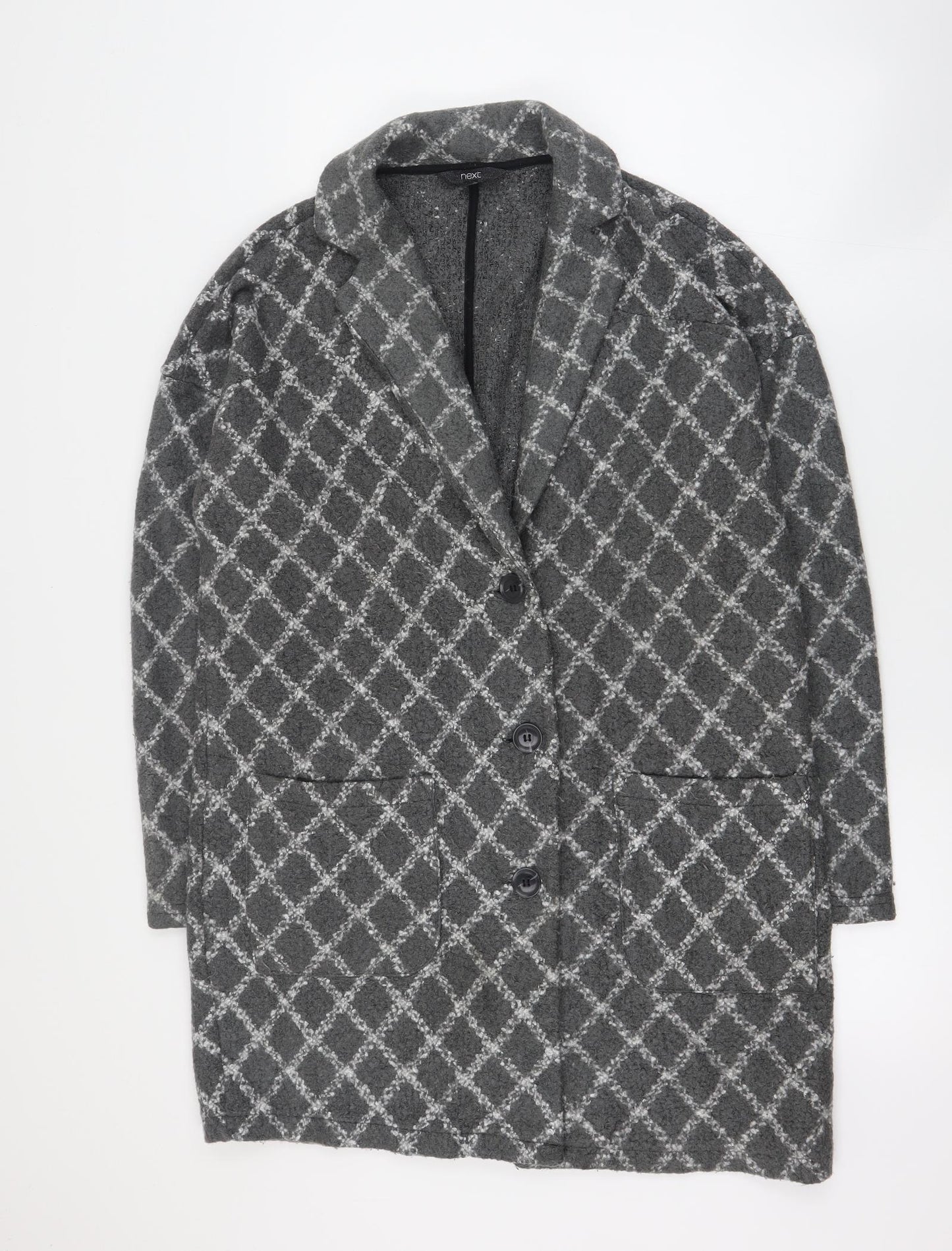 NEXT Womens Grey Plaid  Jacket Blazer Size L  Button