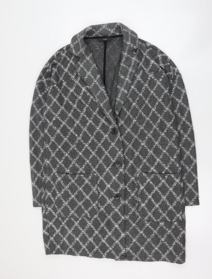 Next Womens Grey Plaid  Jacket Blazer Size L  Button