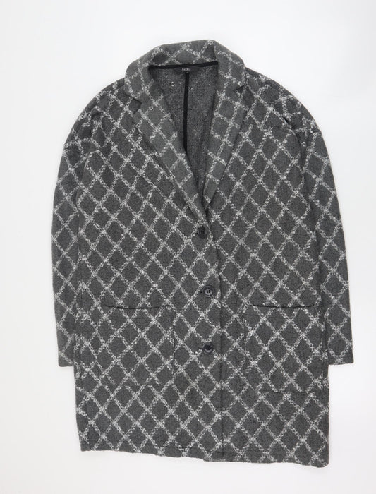 NEXT Womens Grey Plaid  Jacket Blazer Size L  Button