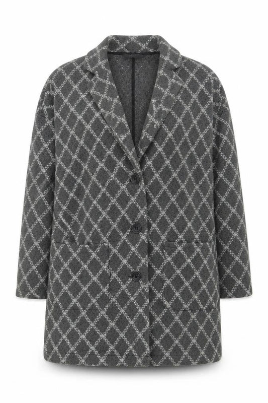 Next Womens Grey Plaid  Jacket Blazer Size L  Button
