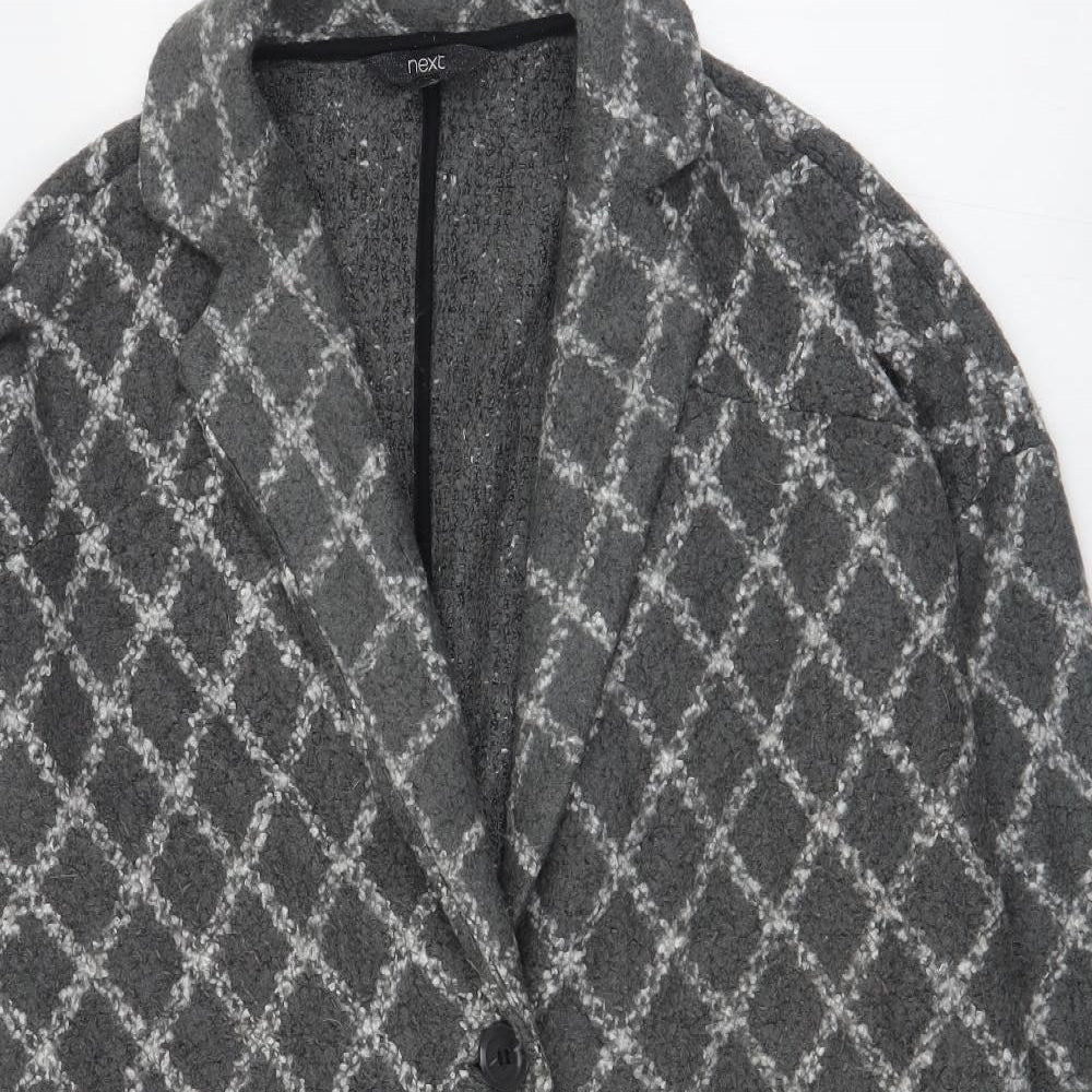 NEXT Womens Grey Plaid  Jacket Blazer Size L  Button