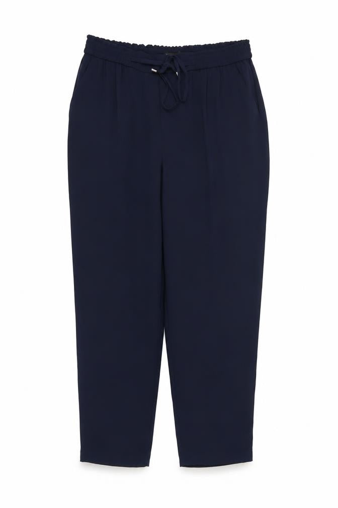 Dunnes Womens Blue  Polyester Carrot Trousers Size 14 L28 in Regular Drawstring