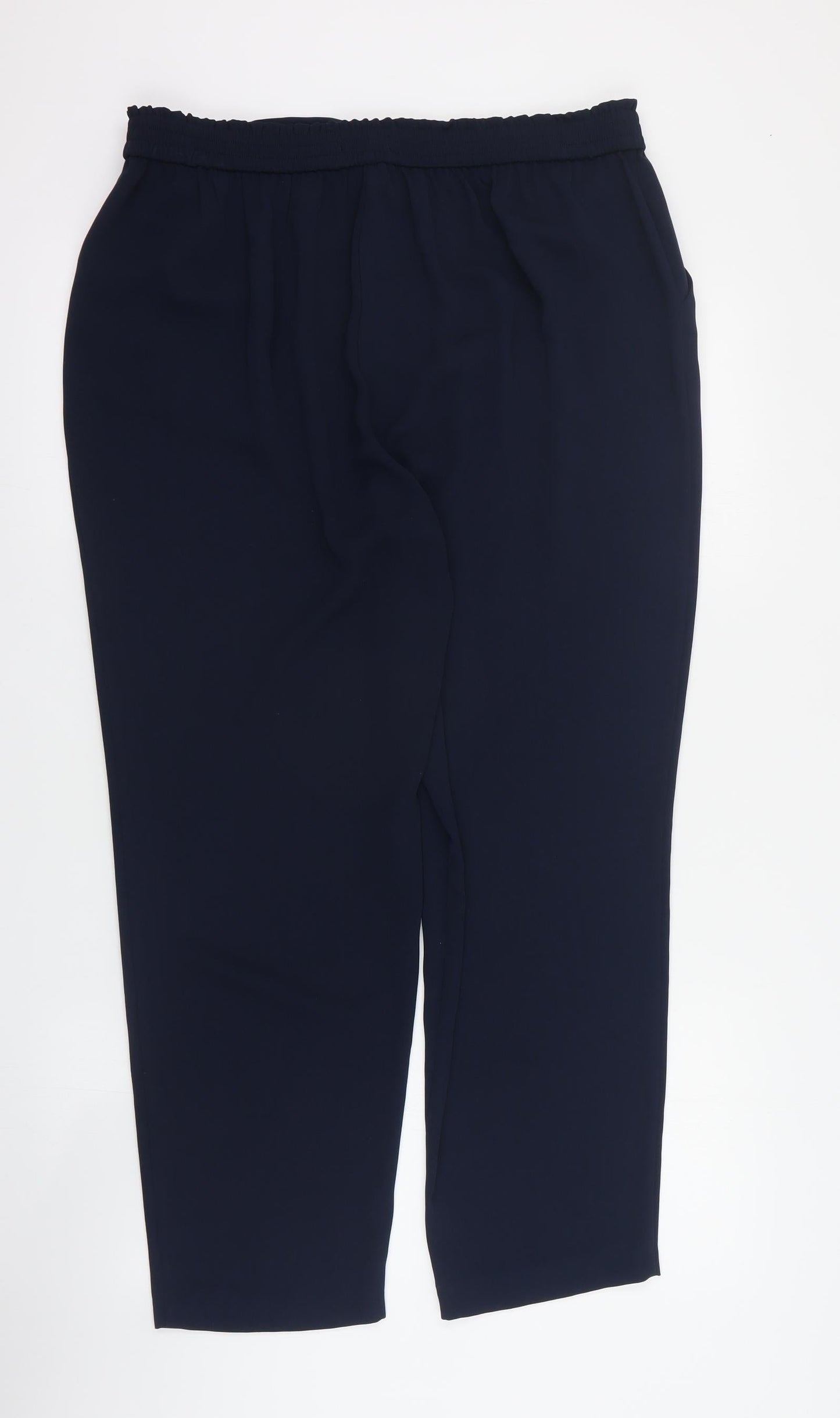 Dunnes Womens Blue  Polyester Carrot Trousers Size 14 L28 in Regular Drawstring