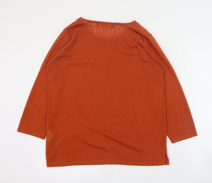 Isle Womens Orange Round Neck  Polyester Pullover Jumper Size M