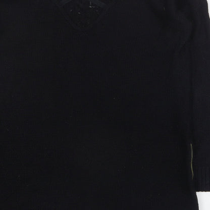Zara Womens Black Round Neck  Acrylic Pullover Jumper Size L