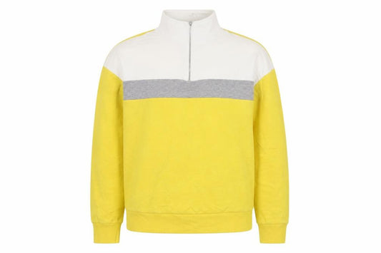New Look Womens Yellow Colourblock Cotton Henley Sweatshirt Size 12  Zip