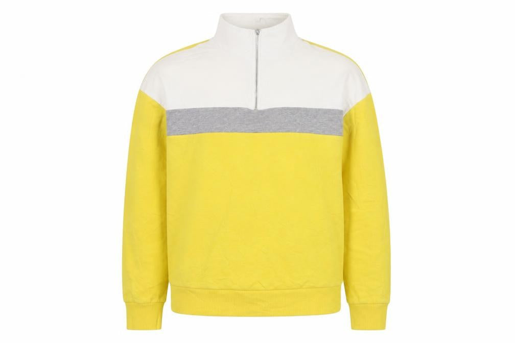 New Look Womens Yellow Colourblock Cotton Henley Sweatshirt Size 12  Zip