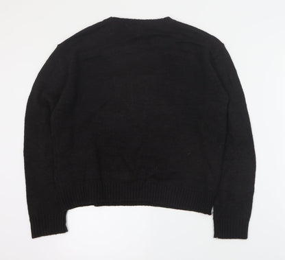 Preloved H&M Womens Black Round Neck  Acrylic Pullover Jumper Size S - Back
