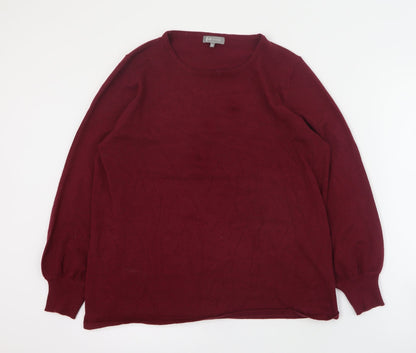 First Avenue Womens Red Round Neck  Viscose Pullover Jumper Size M
