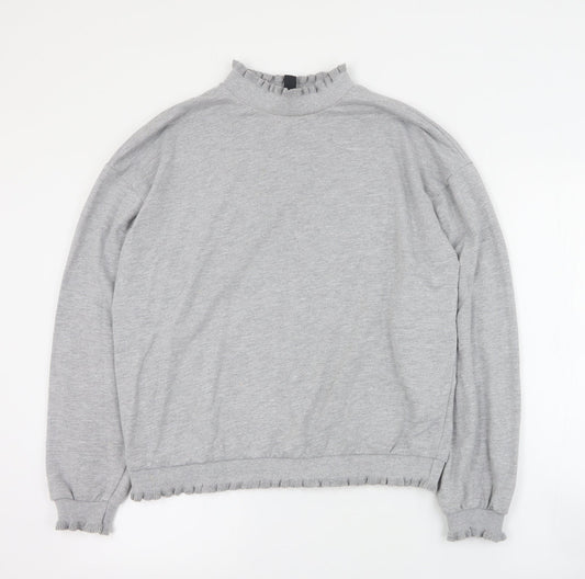 New Look Womens Grey Mock Neck  Polyester Pullover Jumper Size M