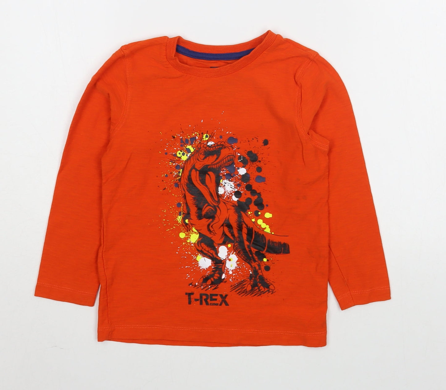 Matalan Boys Orange  100% Cotton Basic T-Shirt Size 5 Years Round Neck Pullover