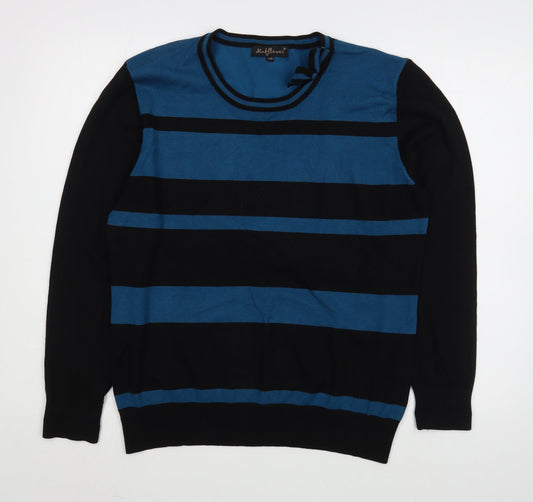 Mudflower Womens Blue Scoop Neck Striped Viscose Pullover Jumper Size XL