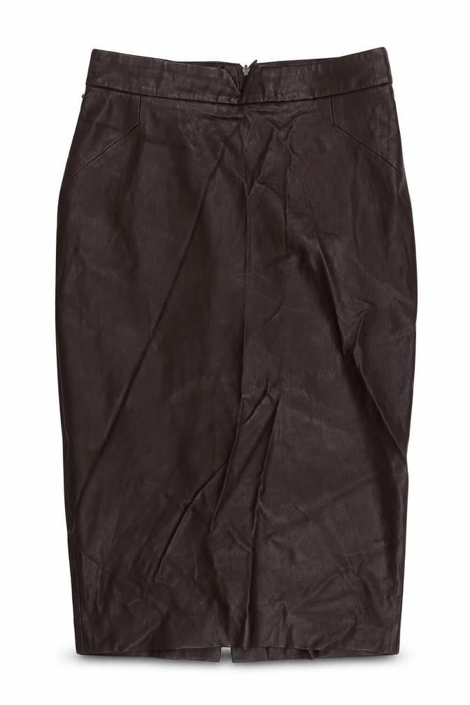 Zara Womens Brown  Polyurethane Straight & Pencil Skirt Size S   Zip