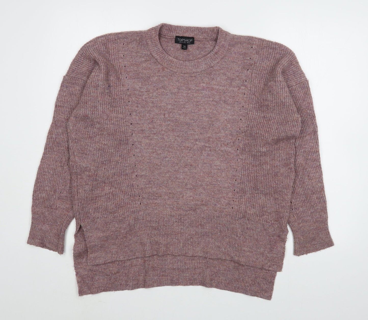 Topshop Womens Pink Round Neck  Acrylic Pullover Jumper Size 8