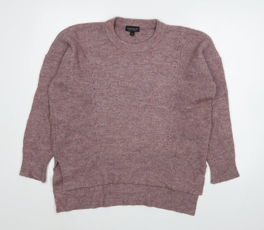 Topshop Womens Pink Round Neck  Acrylic Pullover Jumper Size 8
