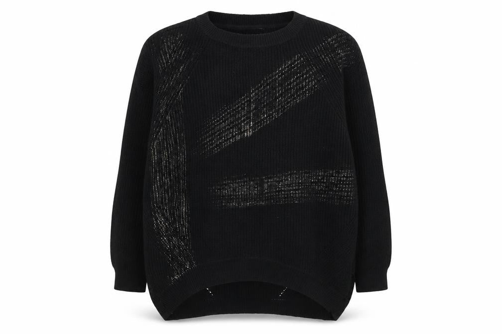 Vakkorama Womens Black Round Neck  Cotton Pullover Jumper Size M
