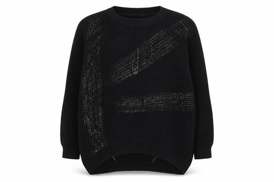 Vakkorama Womens Black Round Neck  Cotton Pullover Jumper Size M