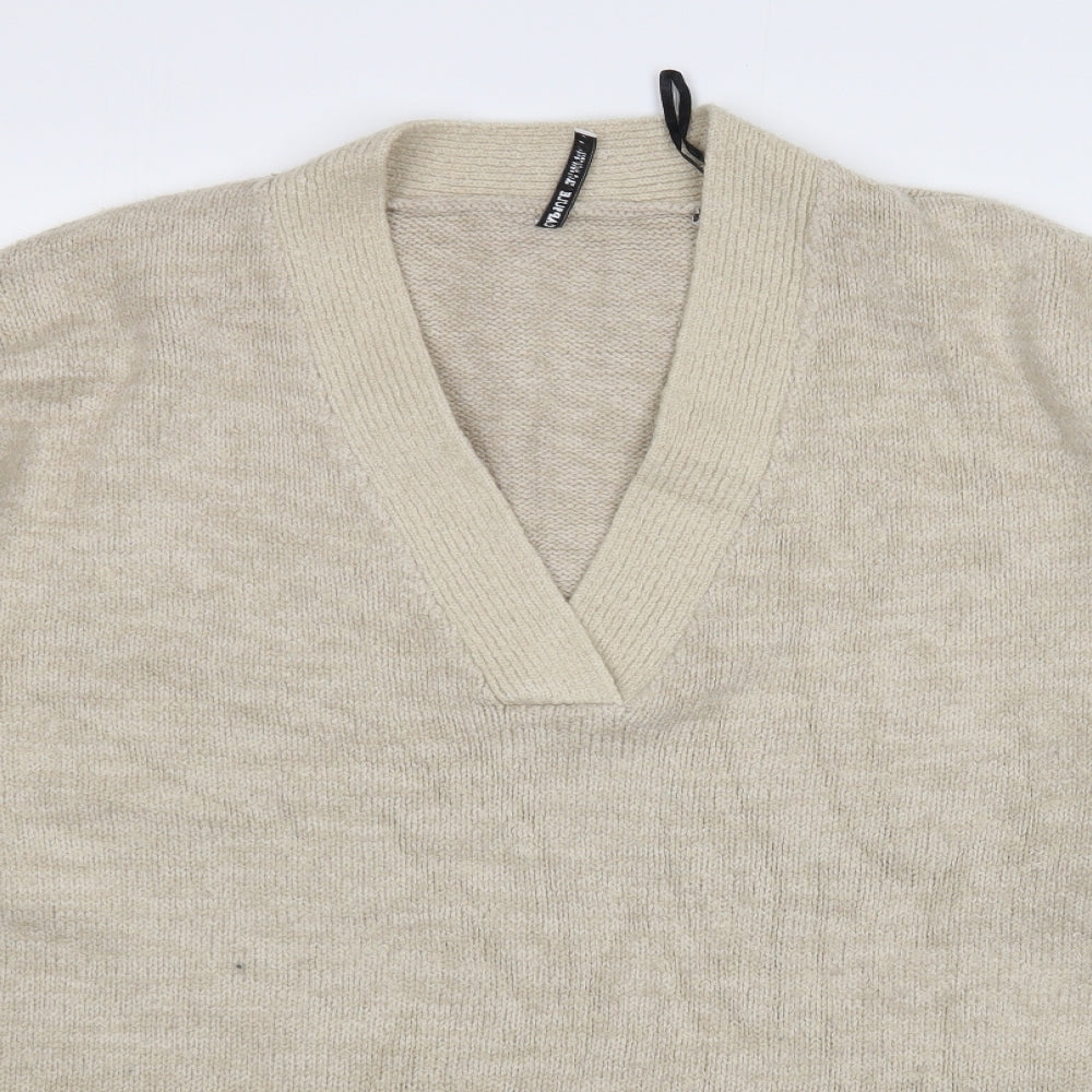 Capsule Womens Beige V-Neck  Acrylic Pullover Jumper Size 20