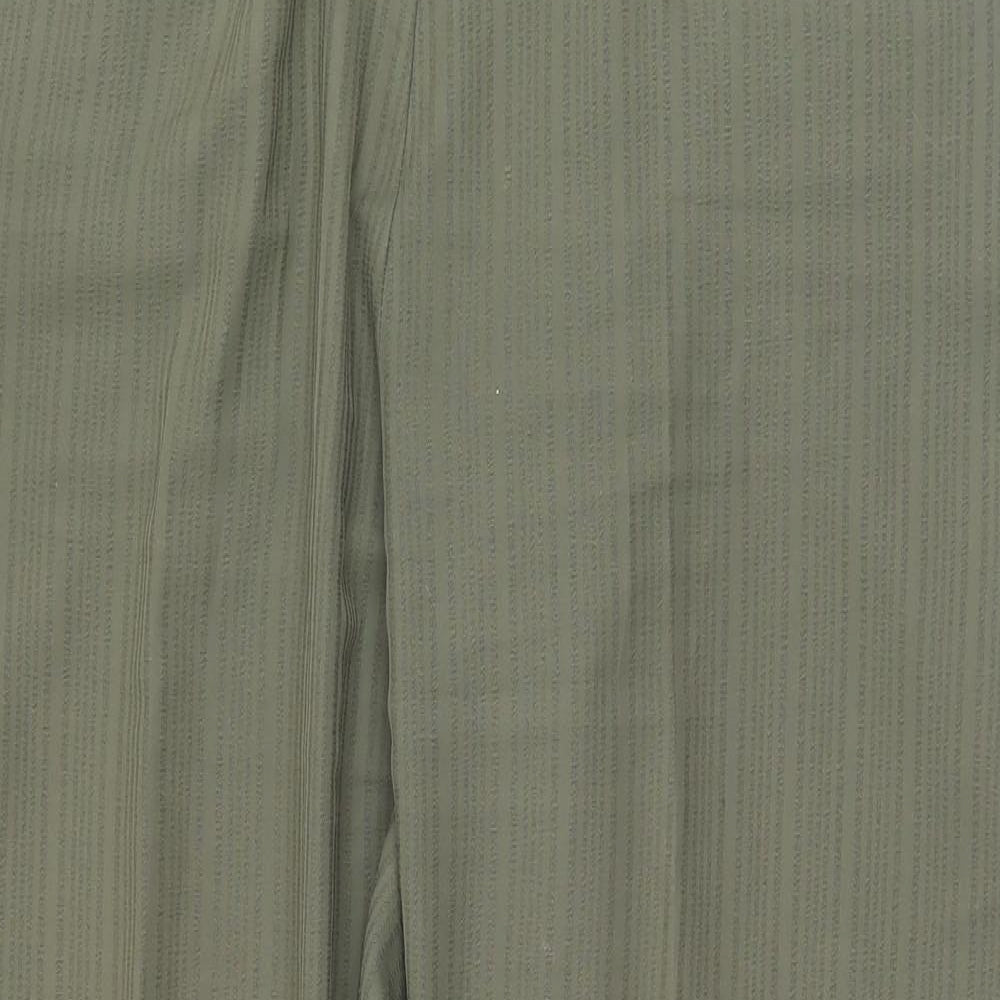 Marks and Spencer Womens Green Striped Polyester Dress Pants Trousers Size 16 L29 in Regular Zip