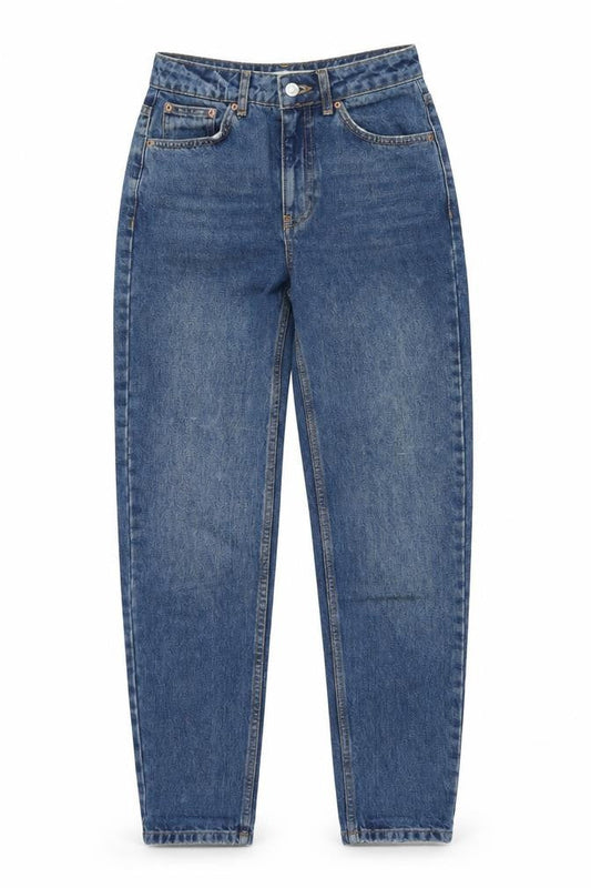 Topshop Womens Blue  Polyester Mom Jeans Size 25 L29 in Regular Zip