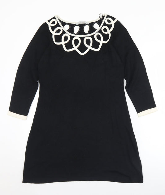 Debenhams Womens Black Round Neck  Acrylic Tunic Jumper Size 12