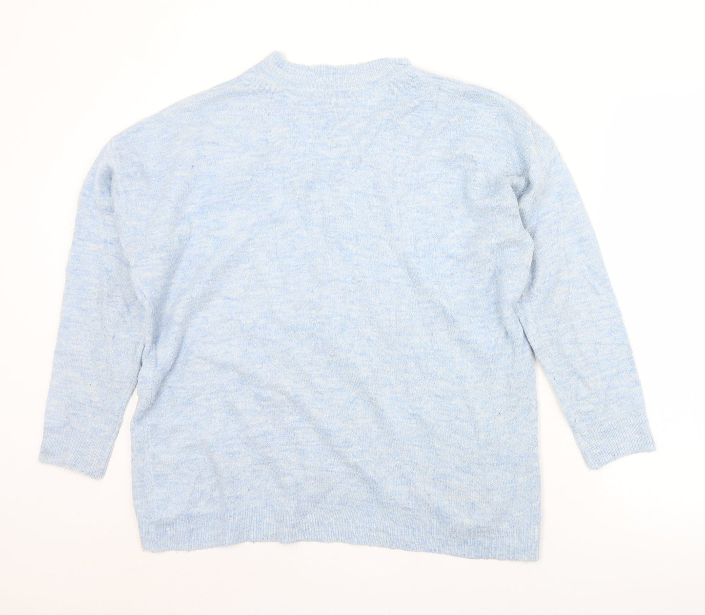 M&Co Womens Blue V-Neck  Acrylic Pullover Jumper Size M