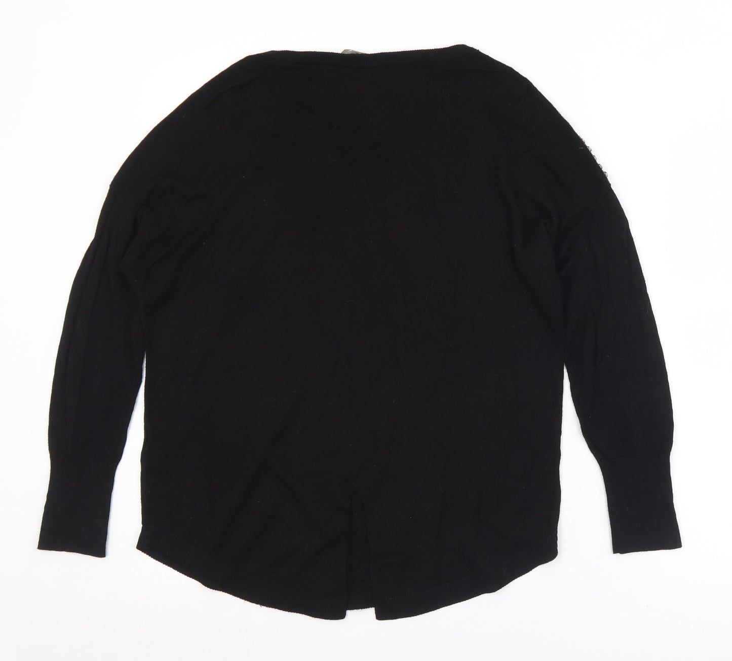 Oasis Womens Black Round Neck  Viscose Pullover Jumper Size S