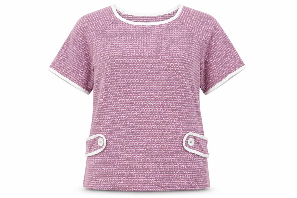 Luca Vanucci Womens Purple Geometric Acrylic Jersey T-Shirt Size M Round Neck