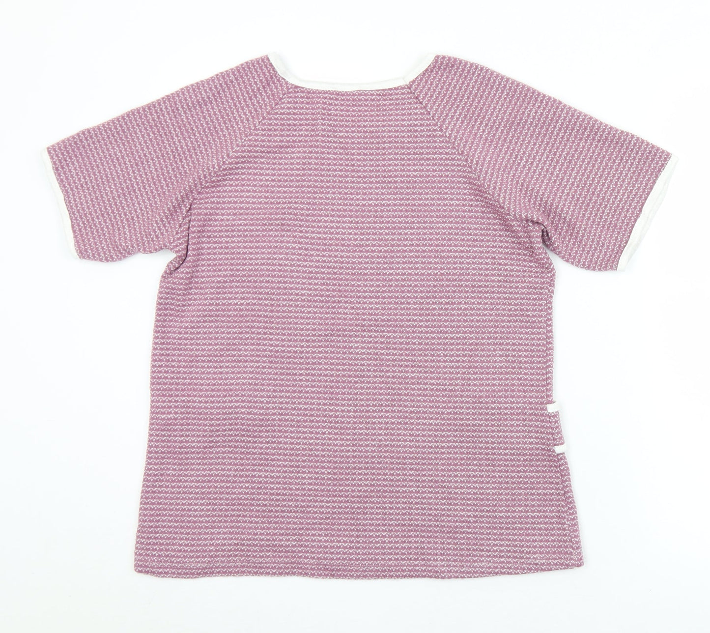 Luca Vanucci Womens Purple Geometric Acrylic Jersey T-Shirt Size M Round Neck