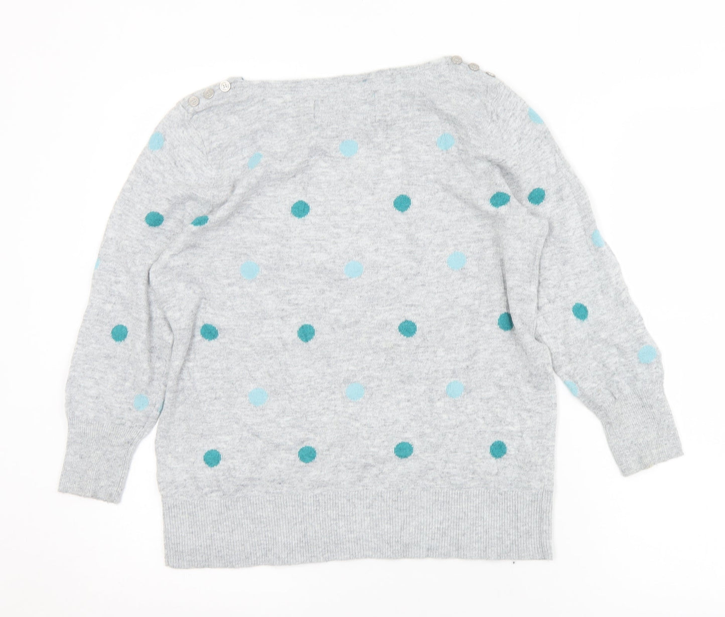 Maine Womens Grey Round Neck Polka Dot Nylon Pullover Jumper Size 12