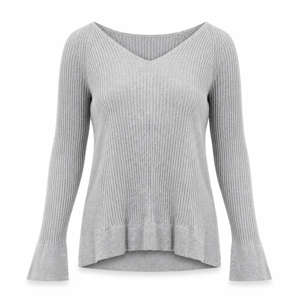 Primark Womens Grey V-Neck  Viscose Pullover Jumper Size L
