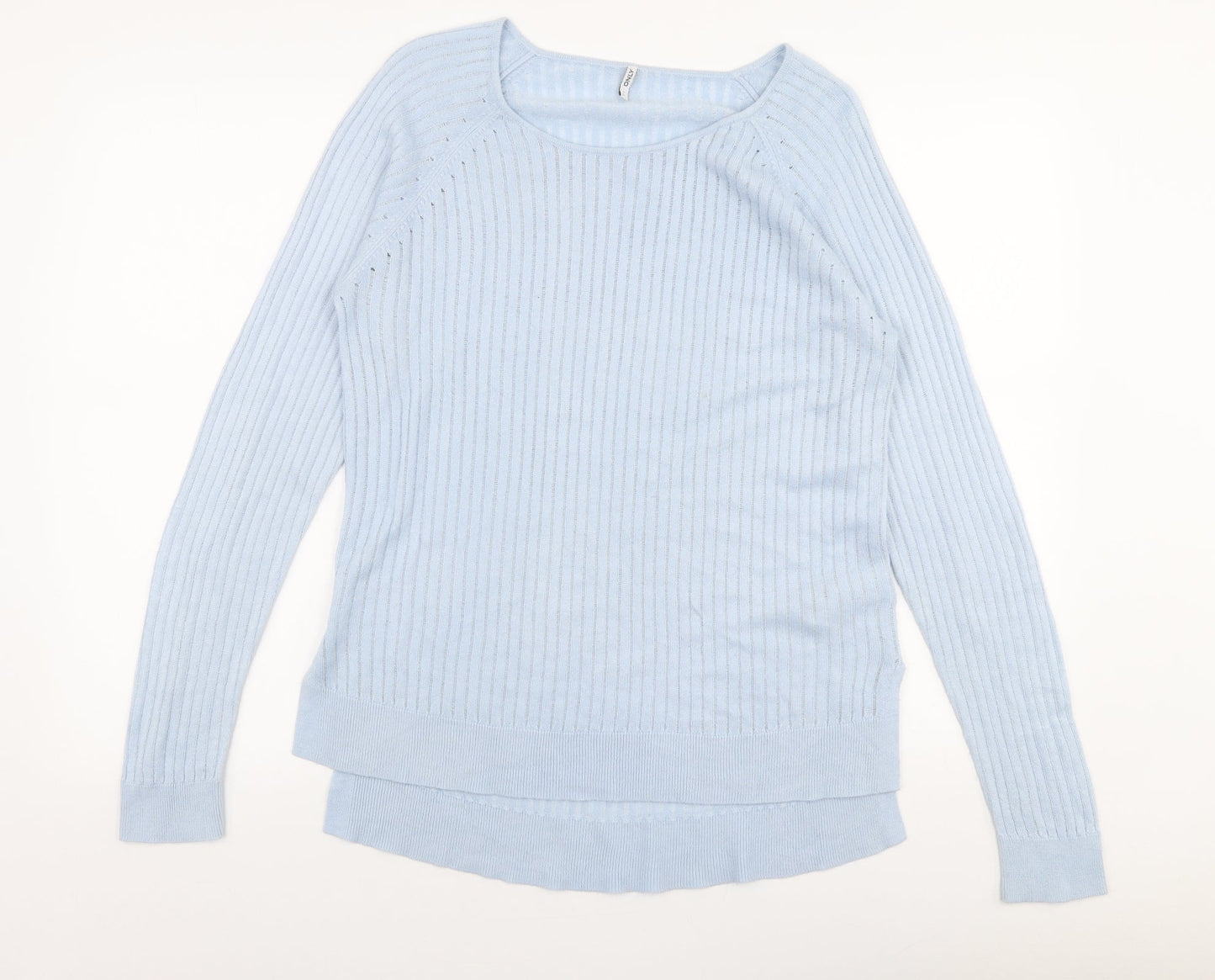 Only Womens Blue Square Neck  Acrylic Pullover Jumper Size L