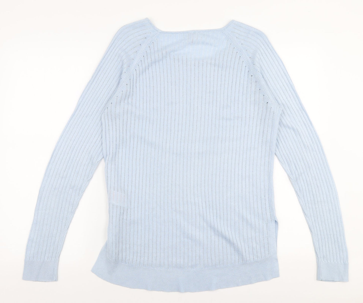 Only Womens Blue Square Neck  Acrylic Pullover Jumper Size L