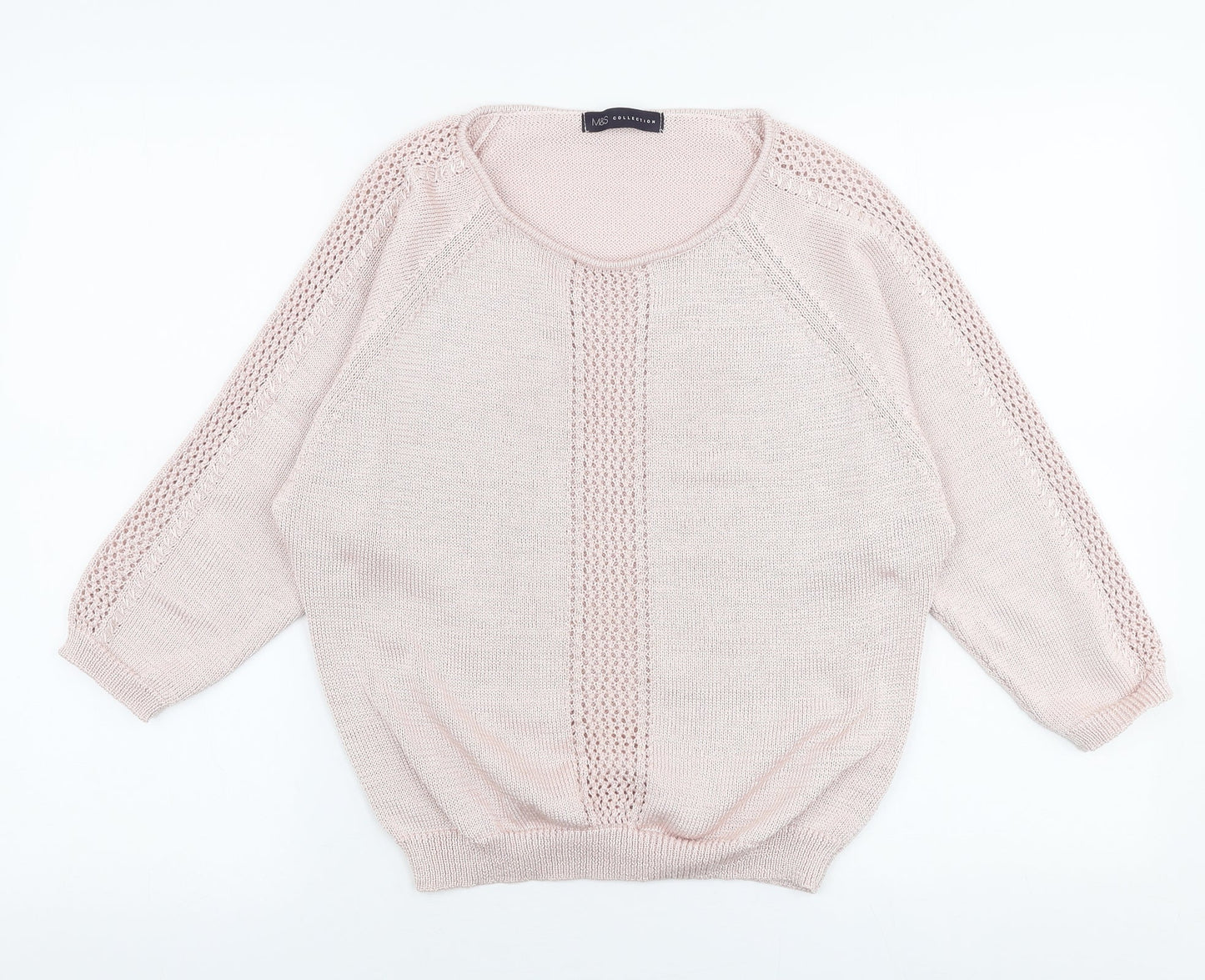 Marks and Spencer Womens Pink Round Neck  Polyester Pullover Jumper Size 10