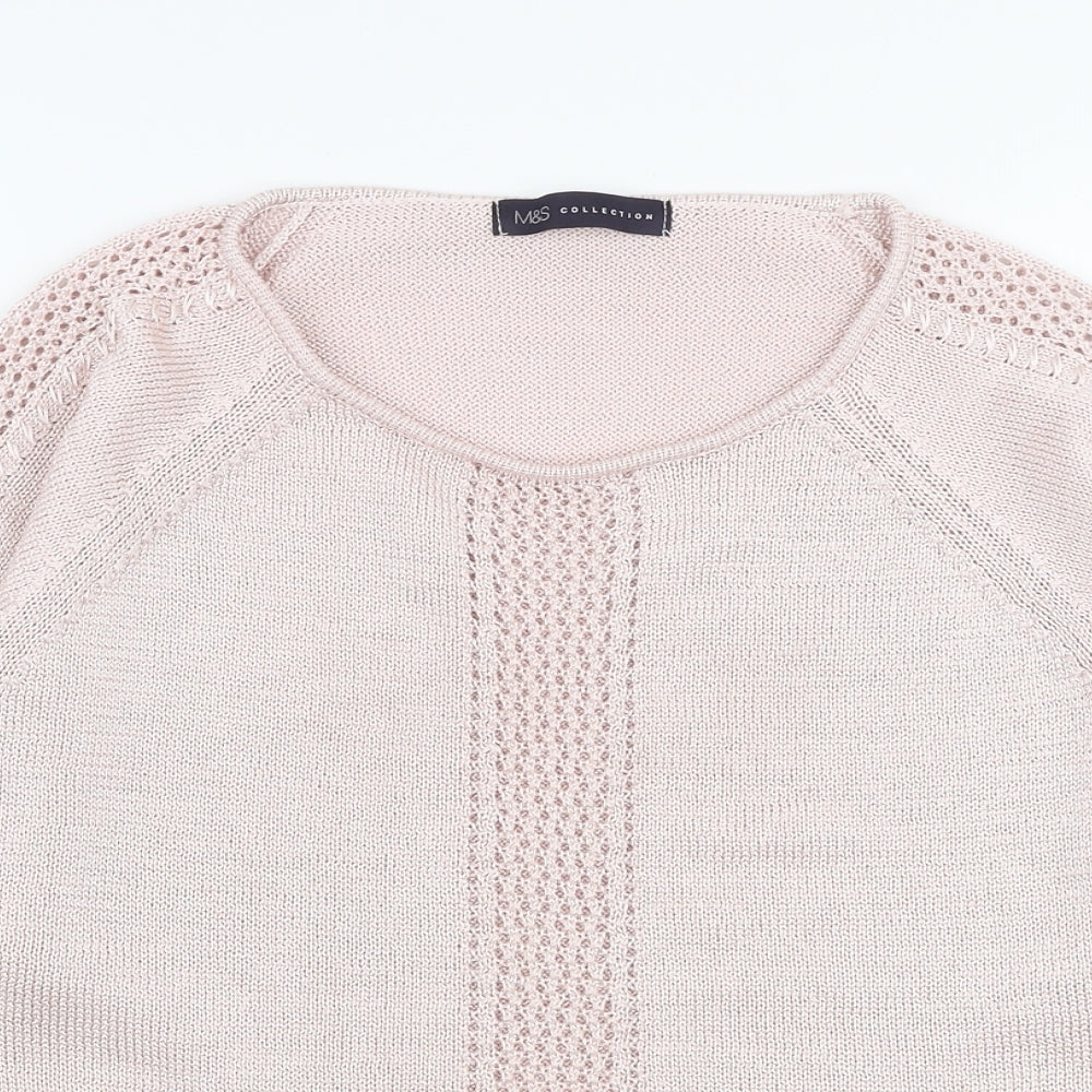 Marks and Spencer Womens Pink Round Neck  Polyester Pullover Jumper Size 10