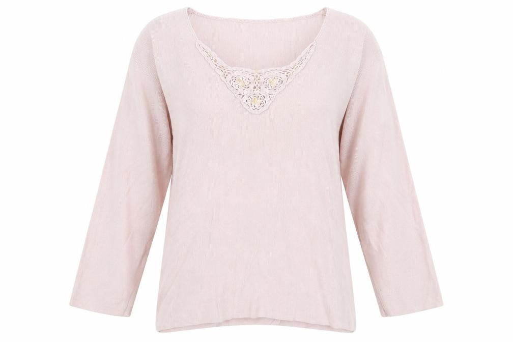 Bonmarché Womens Pink V-Neck Polyester Pullover Jumper Size S