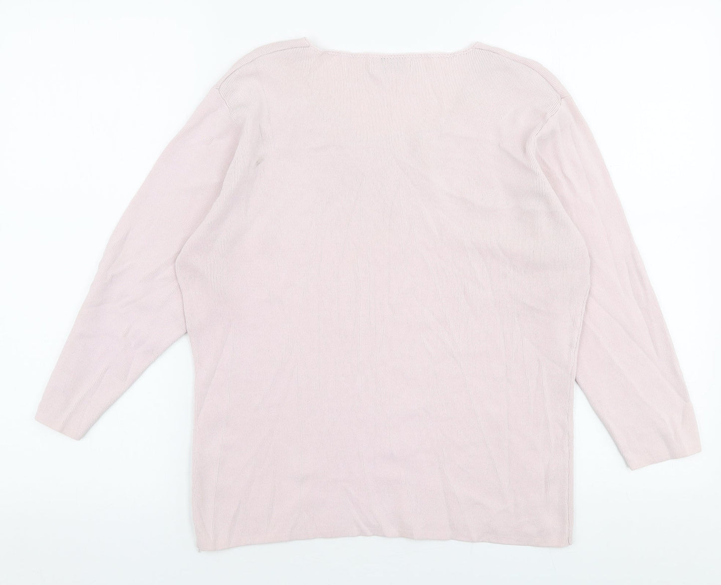 Bonmarche Womens Pink V-Neck  Polyester Pullover Jumper Size S