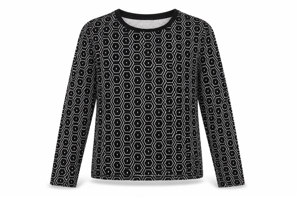 Topshop Womens Black Round Neck Geometric Polyester Pullover Jumper Size 10