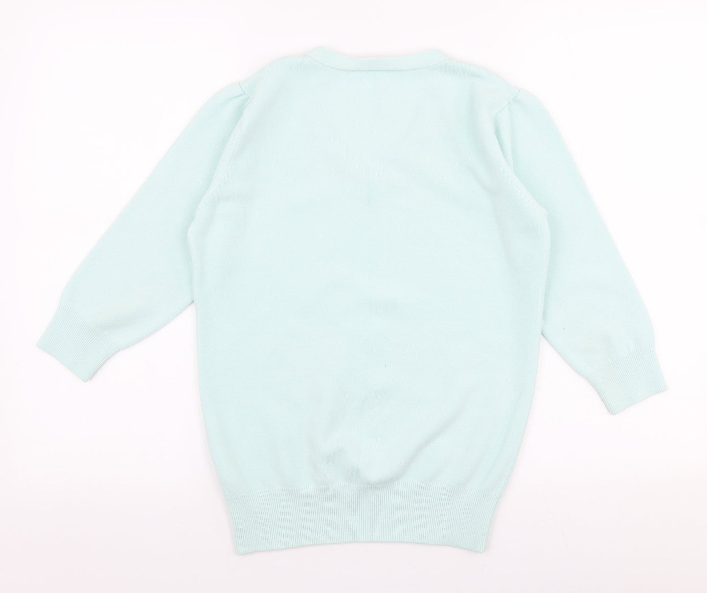 Janique Womens Blue V-Neck  Acrylic Pullover Jumper Size 16