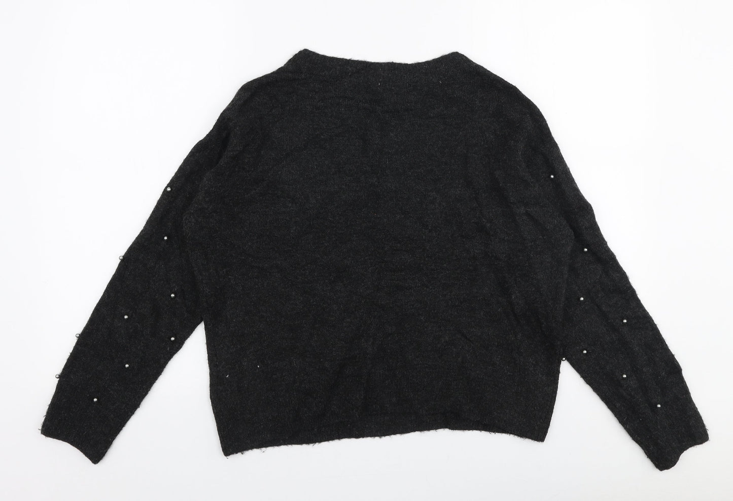 H&M Womens Grey Round Neck  Acrylic Pullover Jumper Size XS