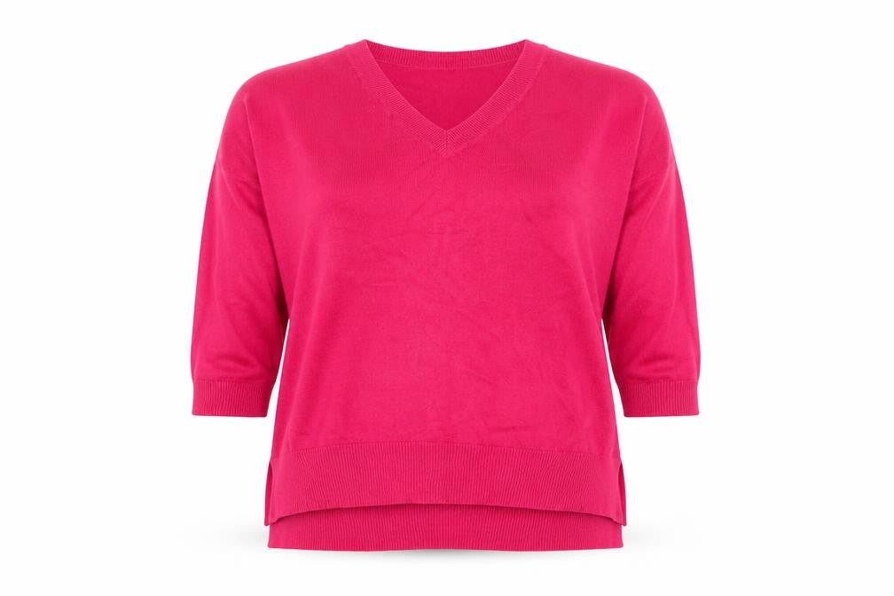 JDWilliams Womens Pink V-Neck  Acrylic Pullover Jumper Size 12
