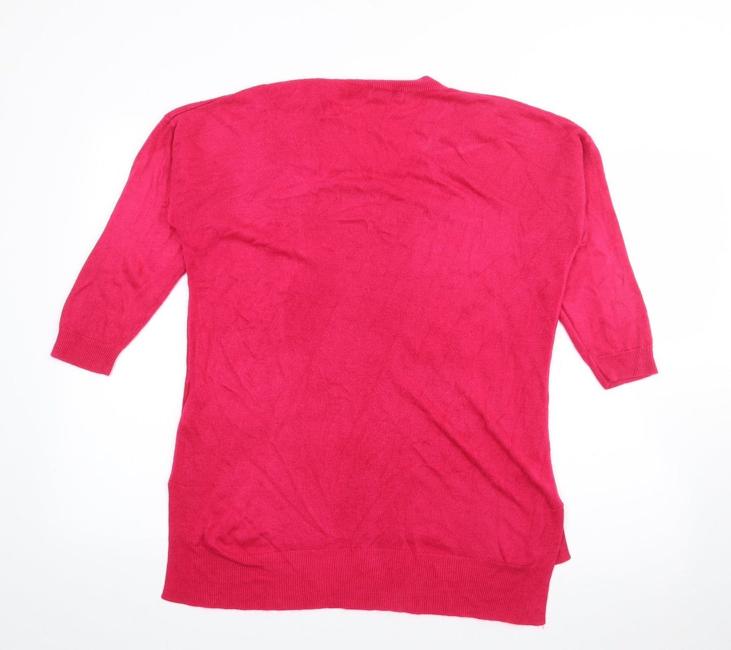 JDWilliams Womens Pink V-Neck  Acrylic Pullover Jumper Size 12