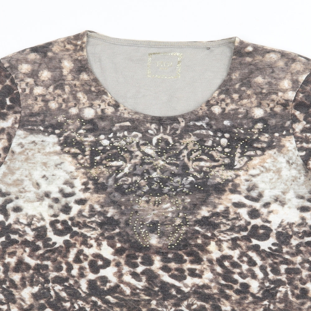 TIGI Womens Brown Scoop Neck  Polyester Pullover Jumper Size 18