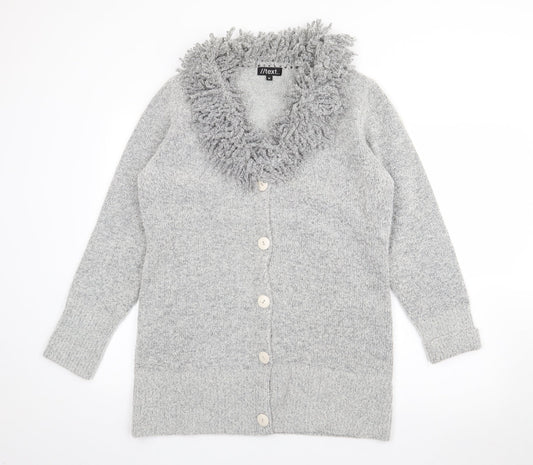 Text Womens Grey Roll Neck  Polyester Cardigan Jumper Size M