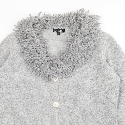 Text Womens Grey Roll Neck  Polyester Cardigan Jumper Size M