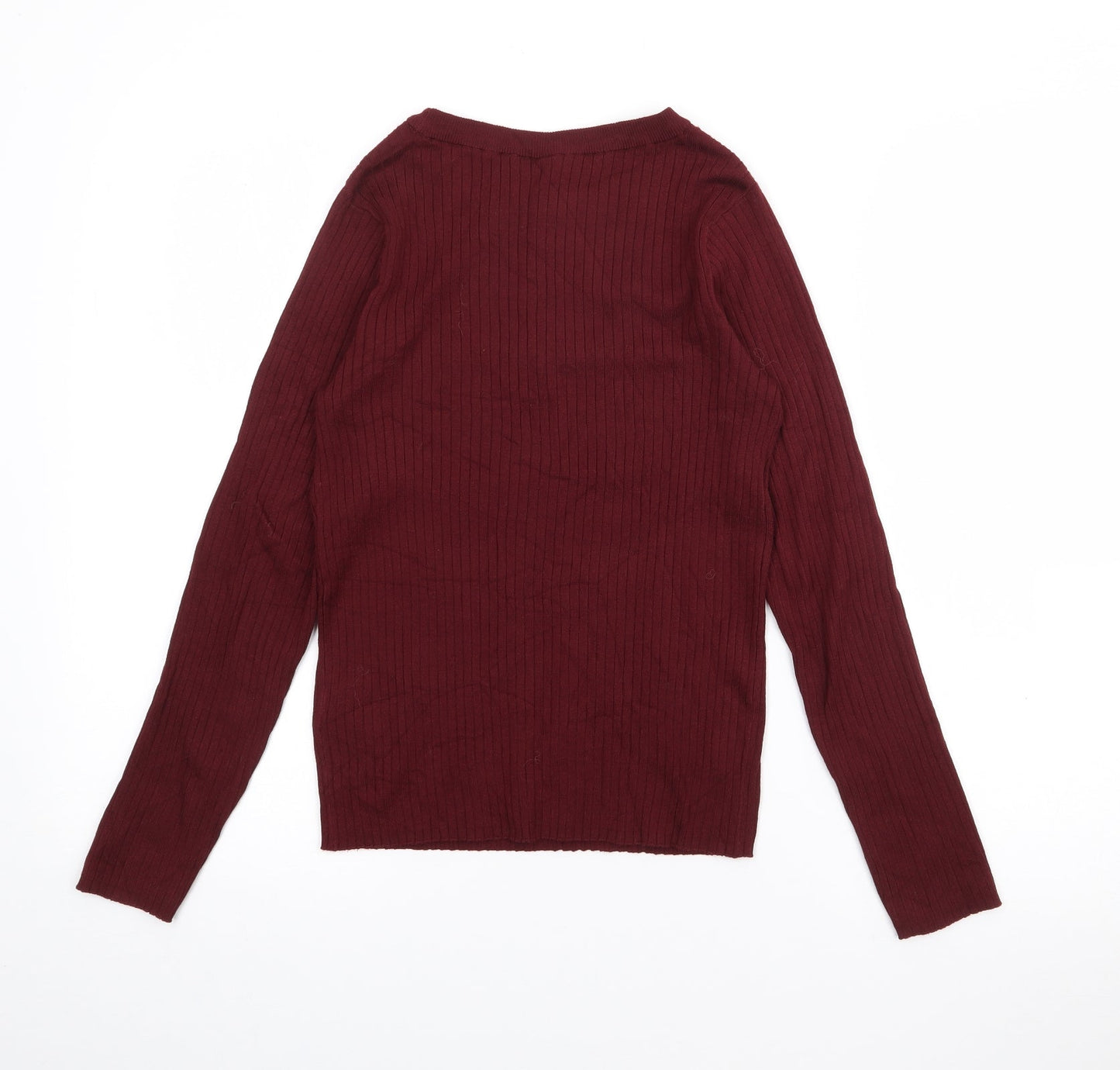 H&M Womens Red Boat Neck  Acrylic Pullover Jumper Size S