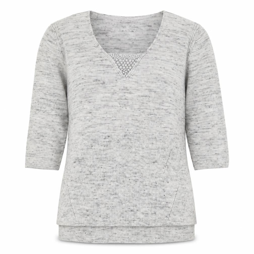 Per Una Womens Grey V-Neck  Acrylic Pullover Jumper Size L