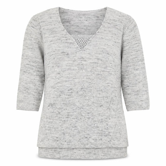 Per Una Womens Grey V-Neck  Acrylic Pullover Jumper Size L