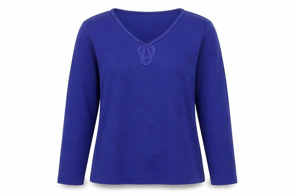 Preworn Womens Blue V-Neck  Polyester Pullover Jumper Size S