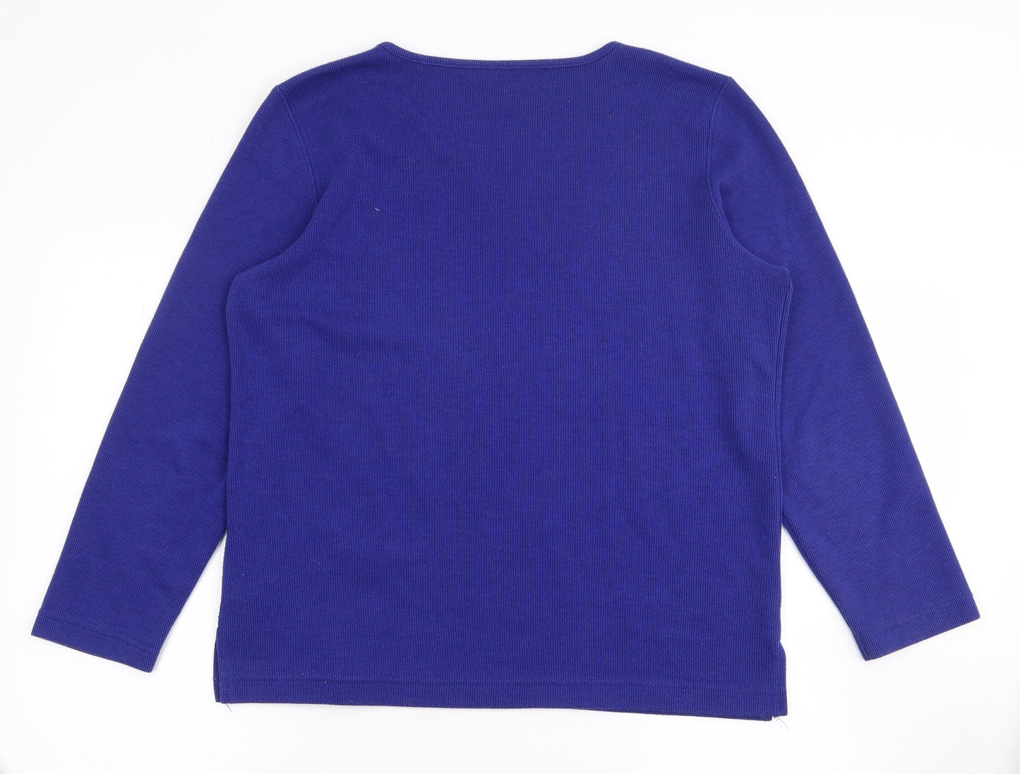 Preworn Womens Blue V-Neck  Polyester Pullover Jumper Size S